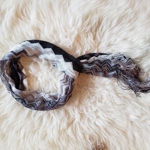 Chevron Black, Silver & White Scarf